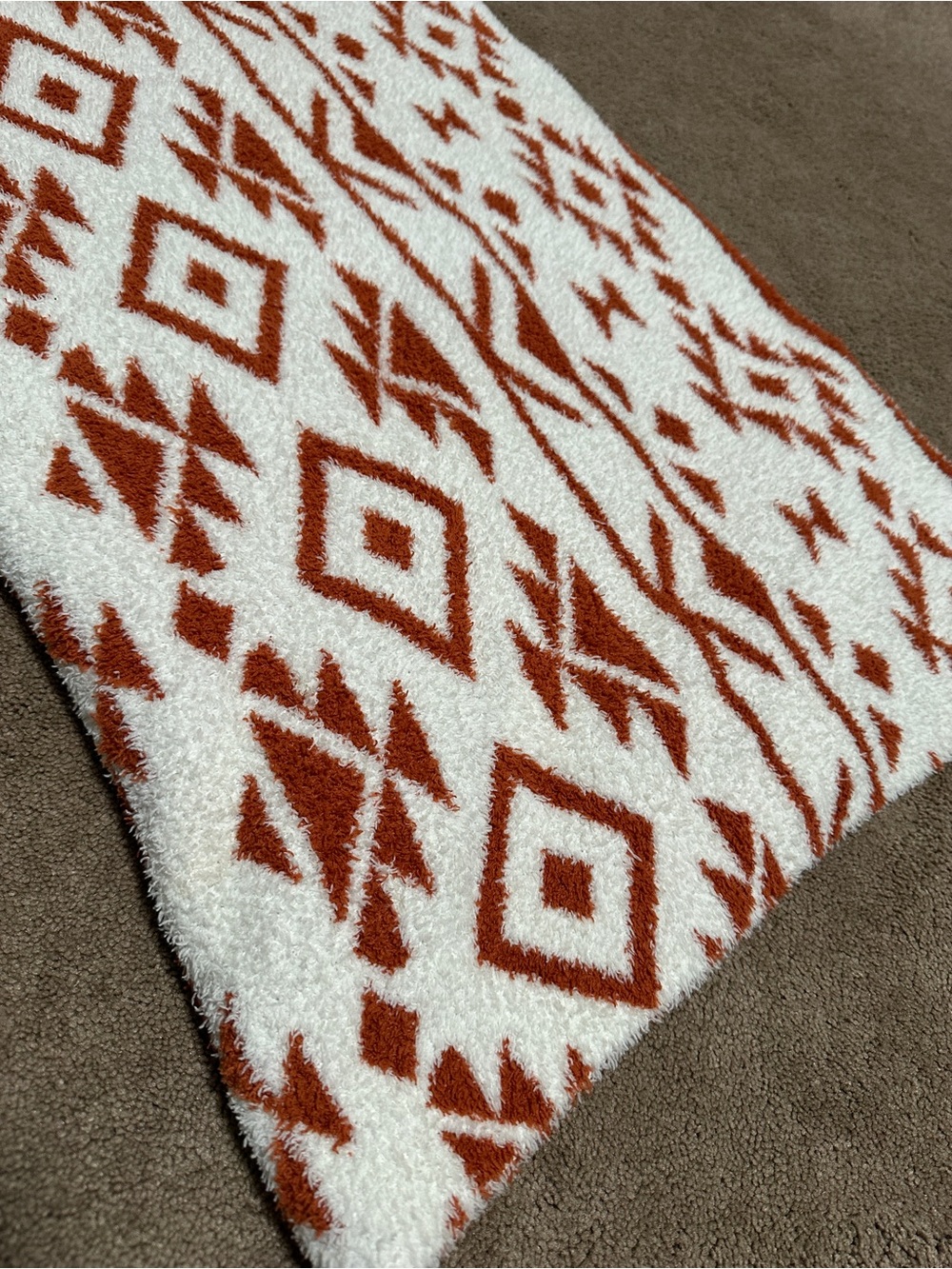 Receiving Blanket - Rust Geometric Pattern - Picture 2 of 3